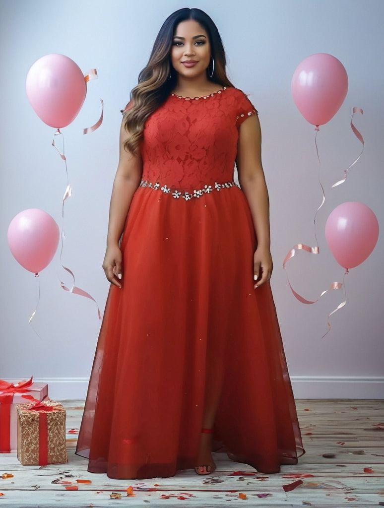 Maxi Gown with Short Sleeves