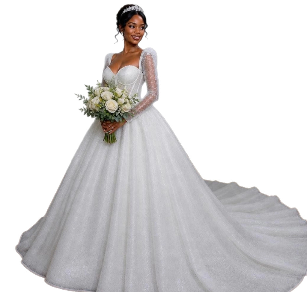 Glamour Sequin Ball Gown Wedding Dress – Plus Size, Made to Order