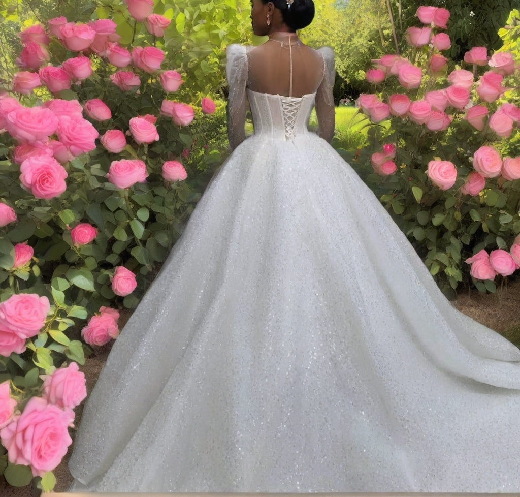 Glamour Sequin Ball Gown Wedding Dress – Plus Size, Made to Order