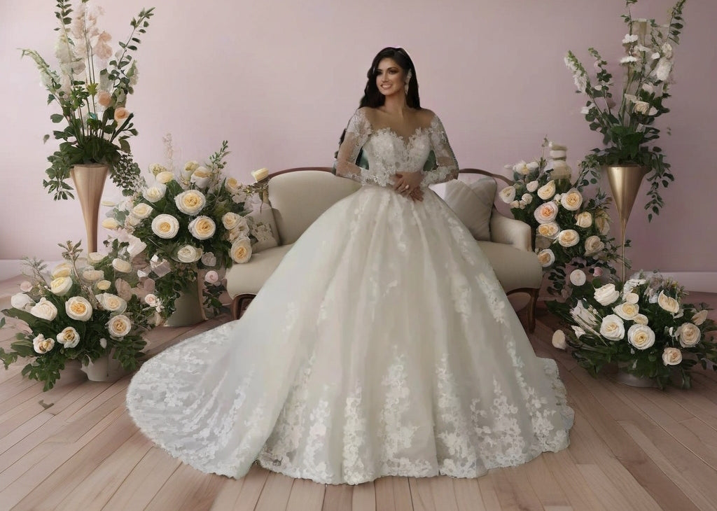 Long Sleeves Lace Wedding Gown