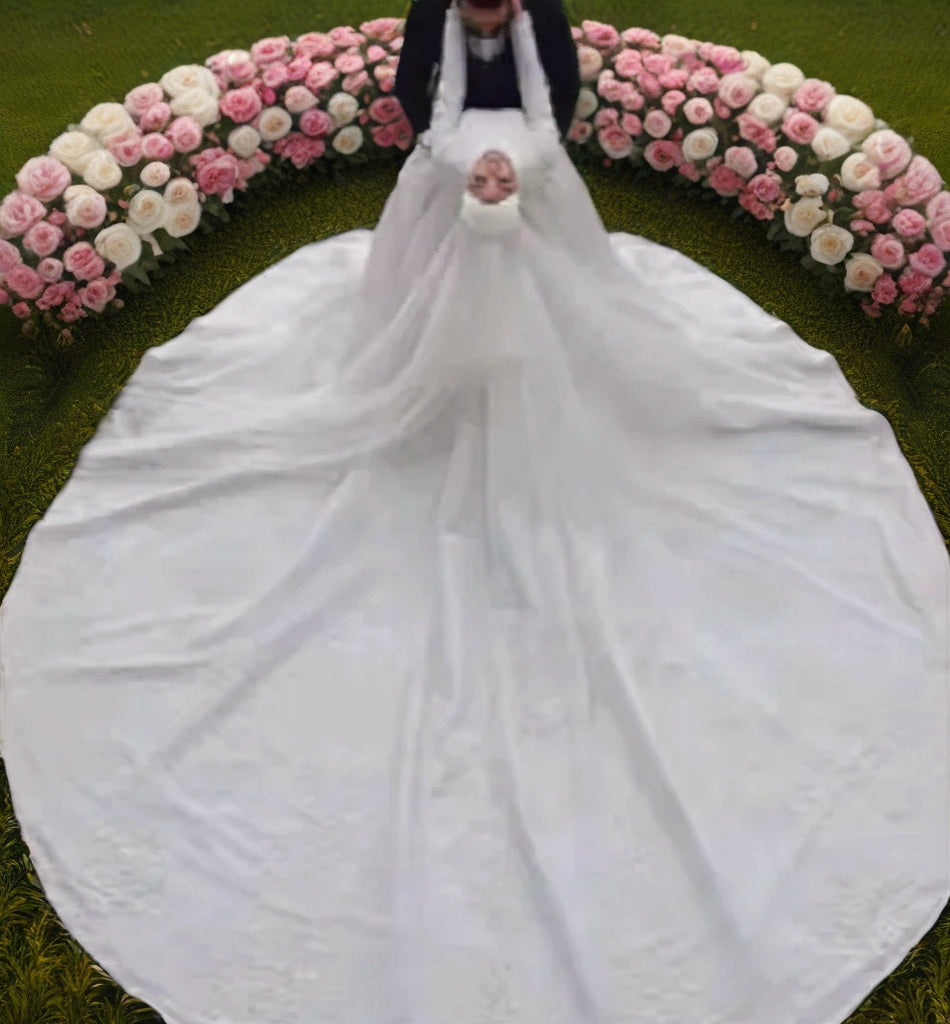 Elegant Long Sleeve Plus Size Wedding Gown