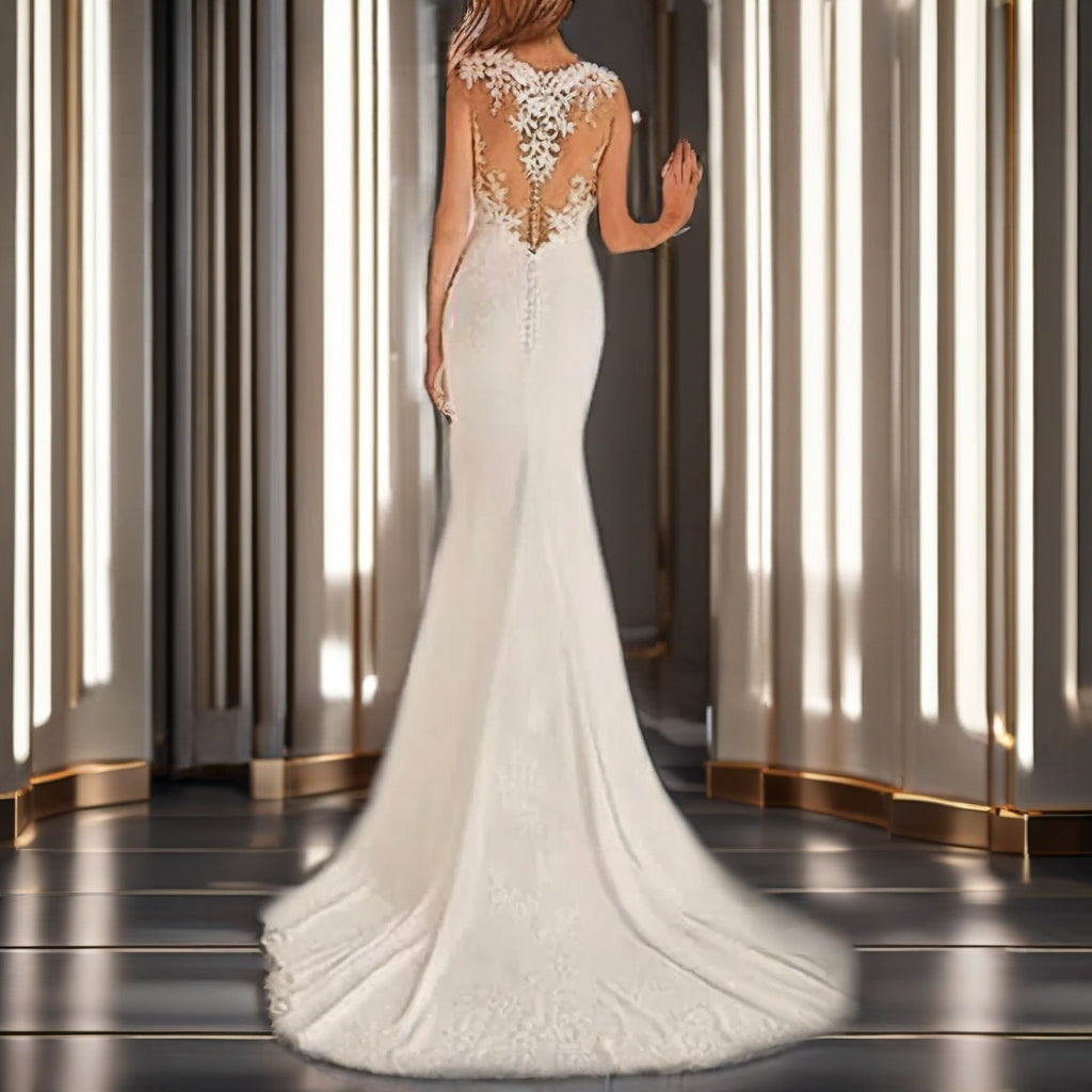 Ivory Lace A-Line Plus Size Wedding Gown | Made to Order