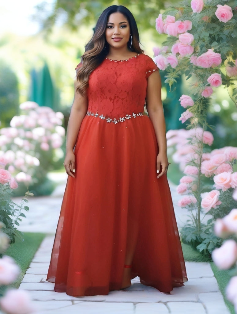 Maxi Gown with Short Sleeves