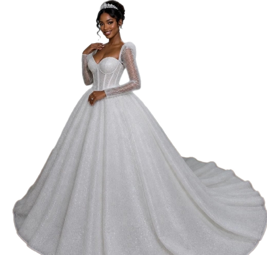 Glamour Sequin Ball Gown Wedding Dress – Plus Size, Made to Order