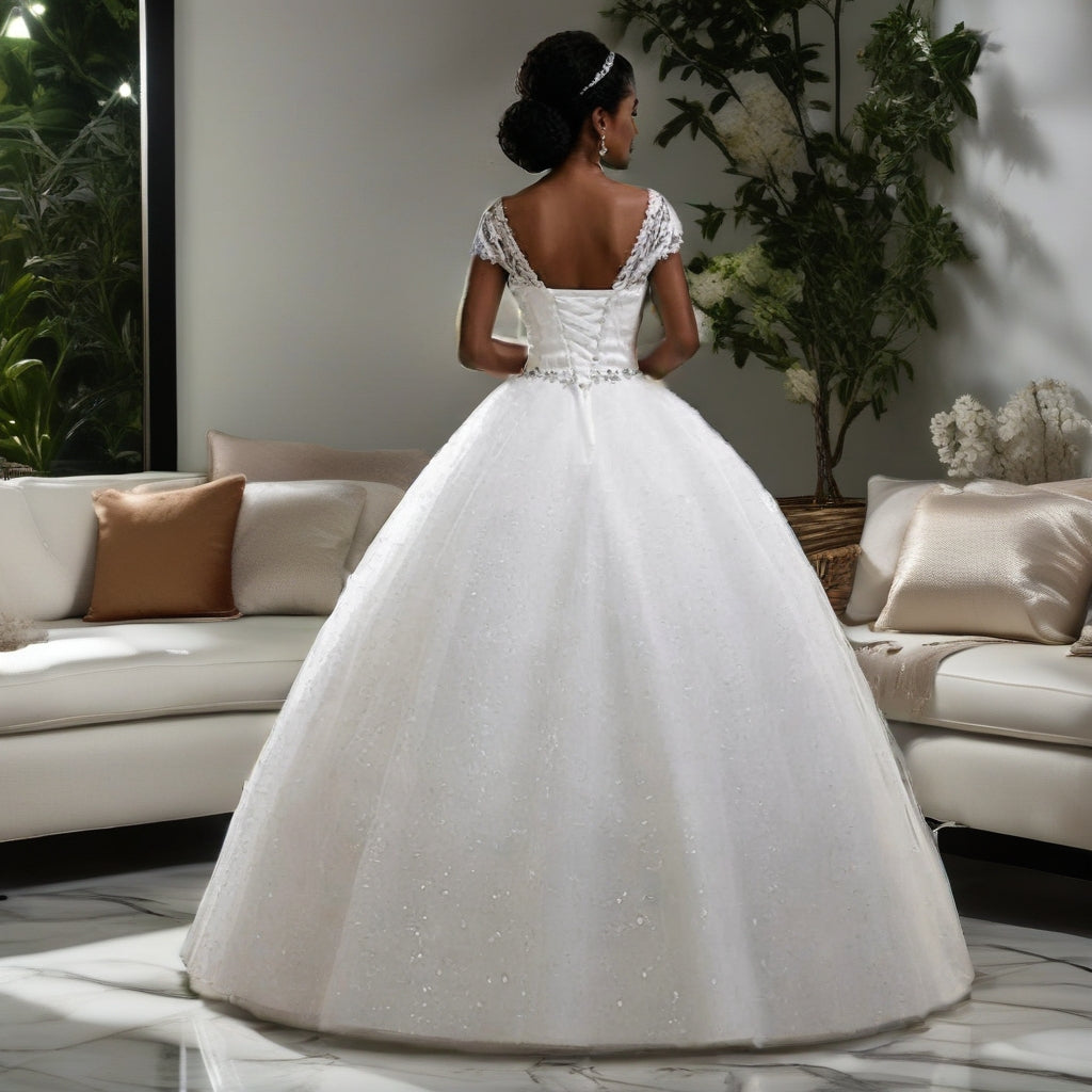 White Plus Size Lace Wedding Gown