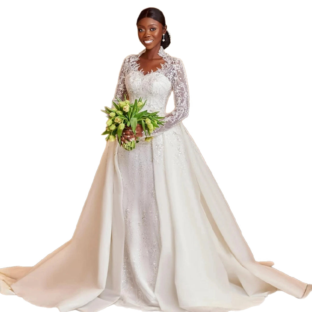 Detachable Lace Plus-Size Wedding Gown