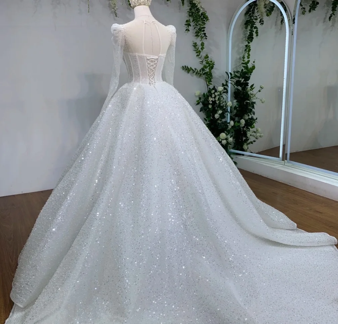 Glamour Sequin Ball Gown Wedding Dress – Plus Size, Made to Order