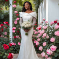 Sparkling long sleeves wedding gown.