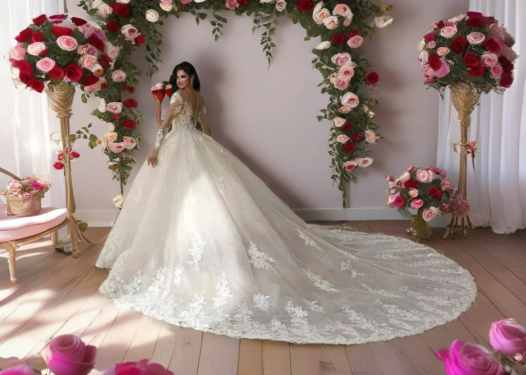 Long Sleeves Lace Wedding Gown