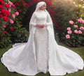 Elegant Long Sleeve Plus Size Wedding Gown